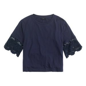 J.Crew Lace-Sleeve T-Shirt